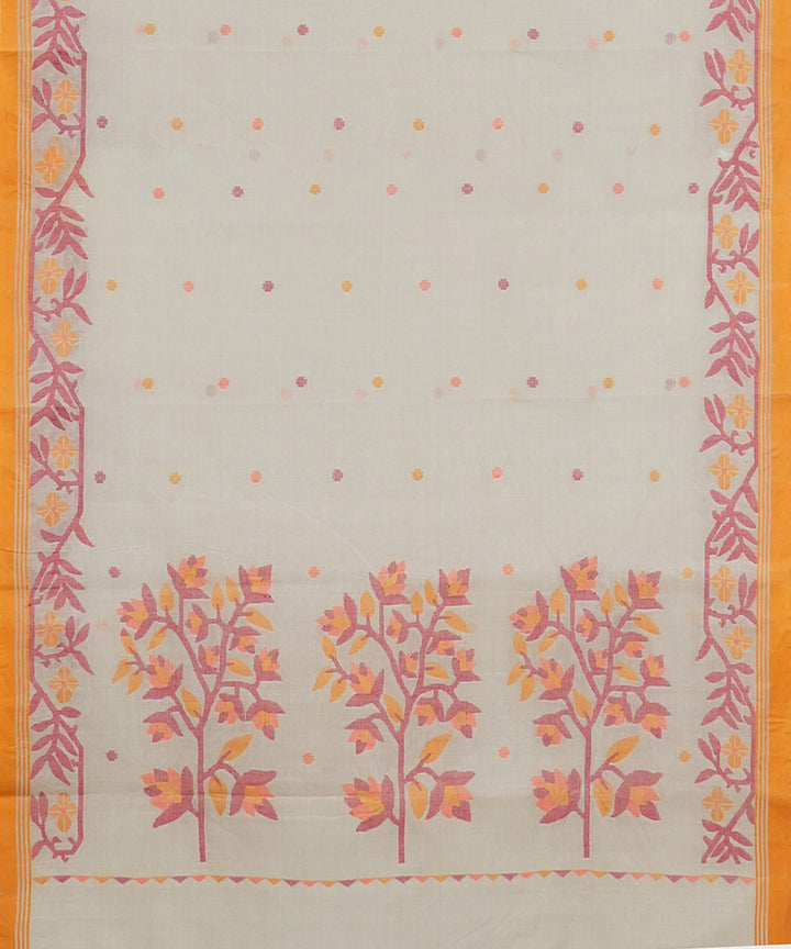 Tantuja beige handwoven tangail cotton sari