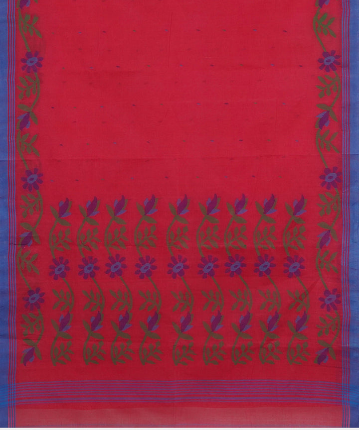 Tantuja pink blue handwoven tangail cotton saree