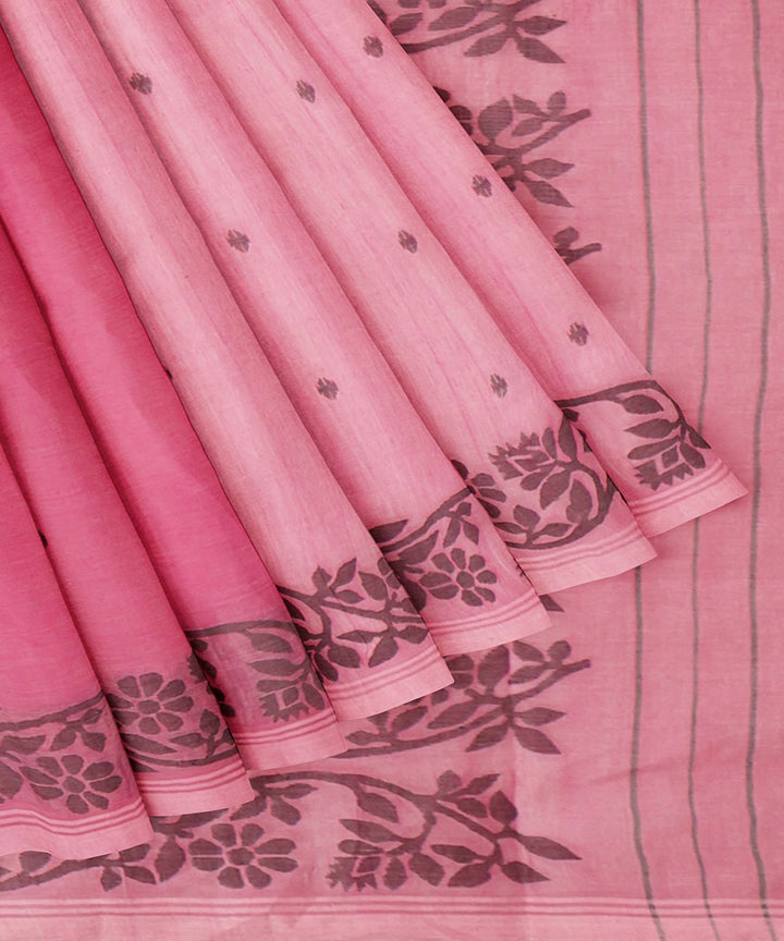 Tantuja light pink handwoven tangail cotton sari