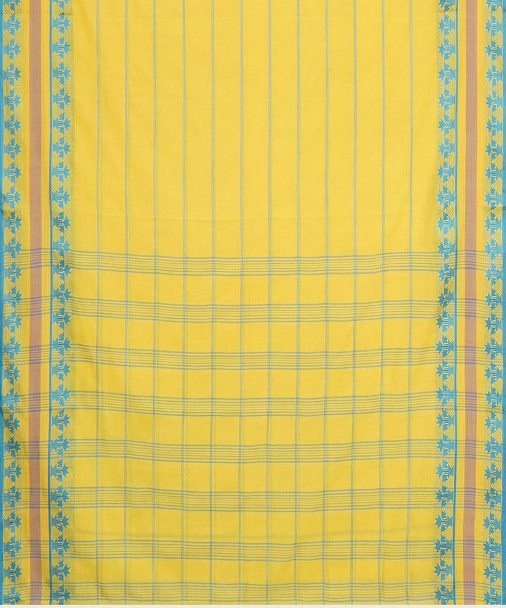 Tantuja lemon yellow handwoven tangail cotton sari