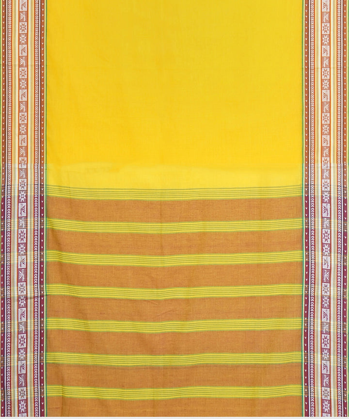 Tantuja sun yellow handwoven shantipuri cotton sari