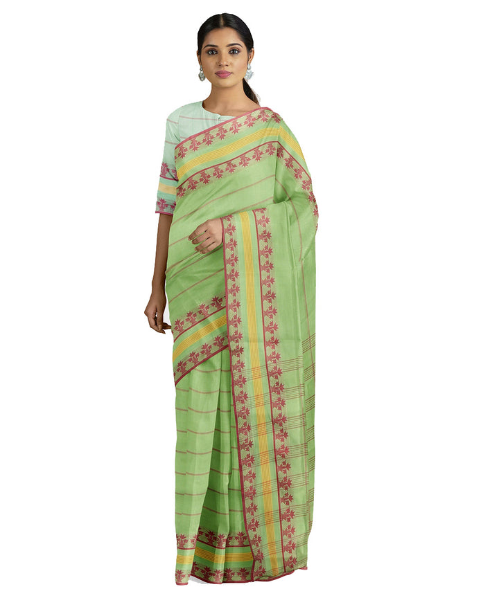 Tantuja light green handloom shantipuri cotton sari