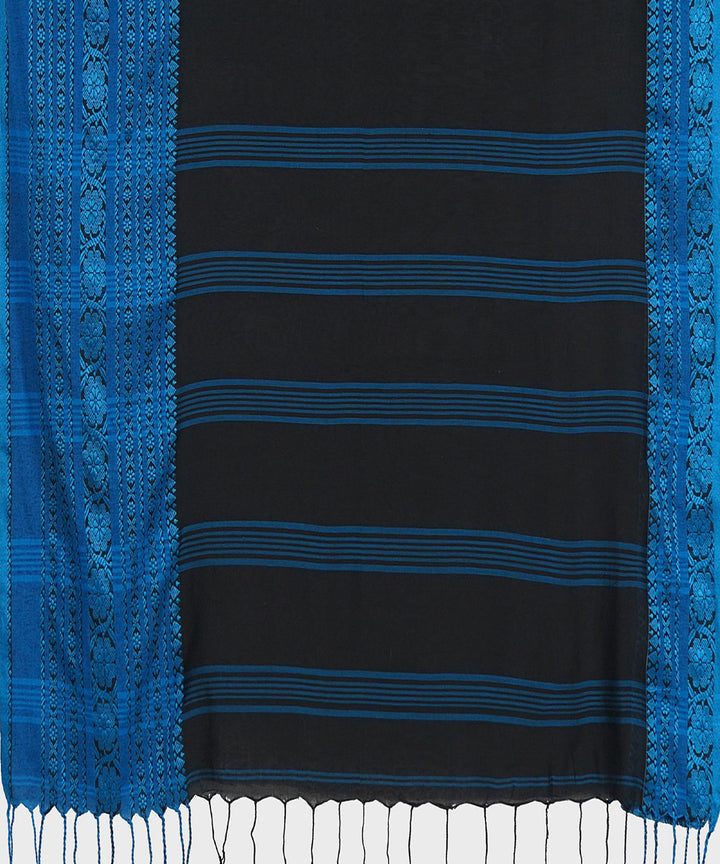 Tantuja black blue handwoven shantipuri cotton sari