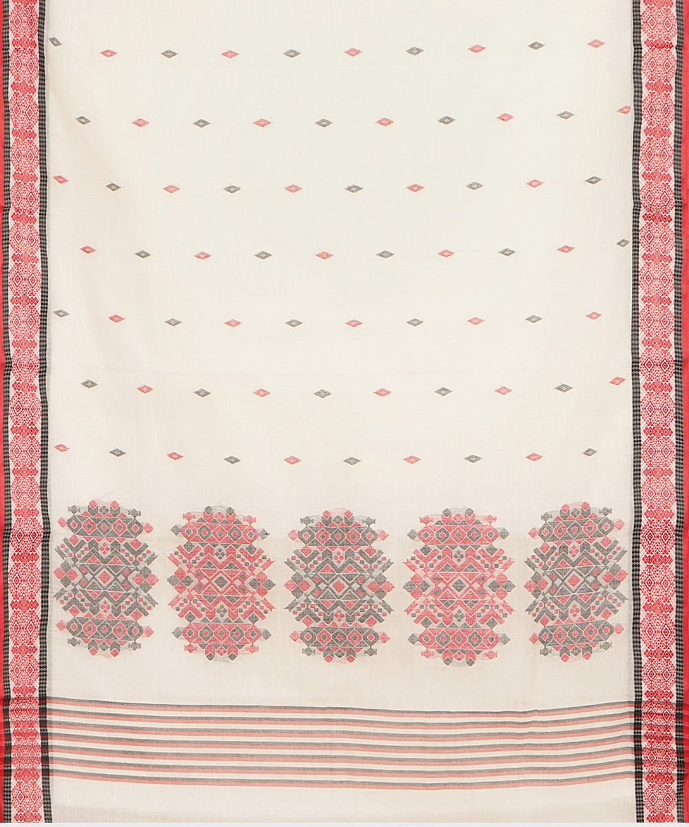Tantuja off white handwoven shantipuri cotton sari