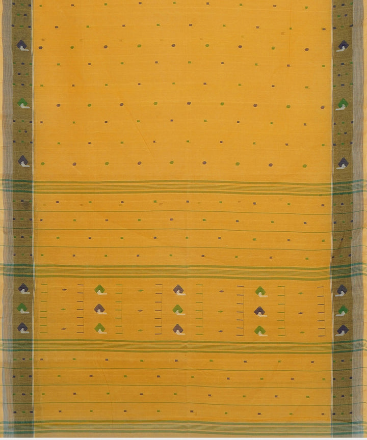 Tantuja mustard handwoven shantipuri cotton sari