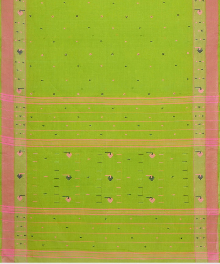 Tantuja light green handwoven shantipuri cotton sari