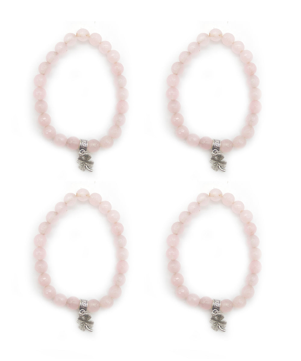 Peach handcrafted quartz gemstone bracelet set of 4