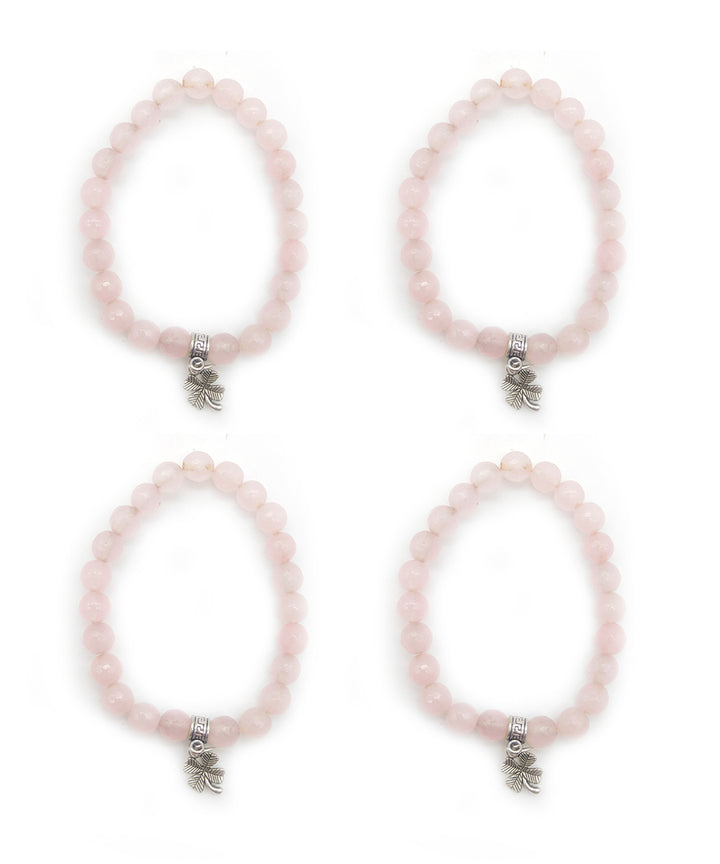 Peach handcrafted quartz gemstone bracelet set of 4