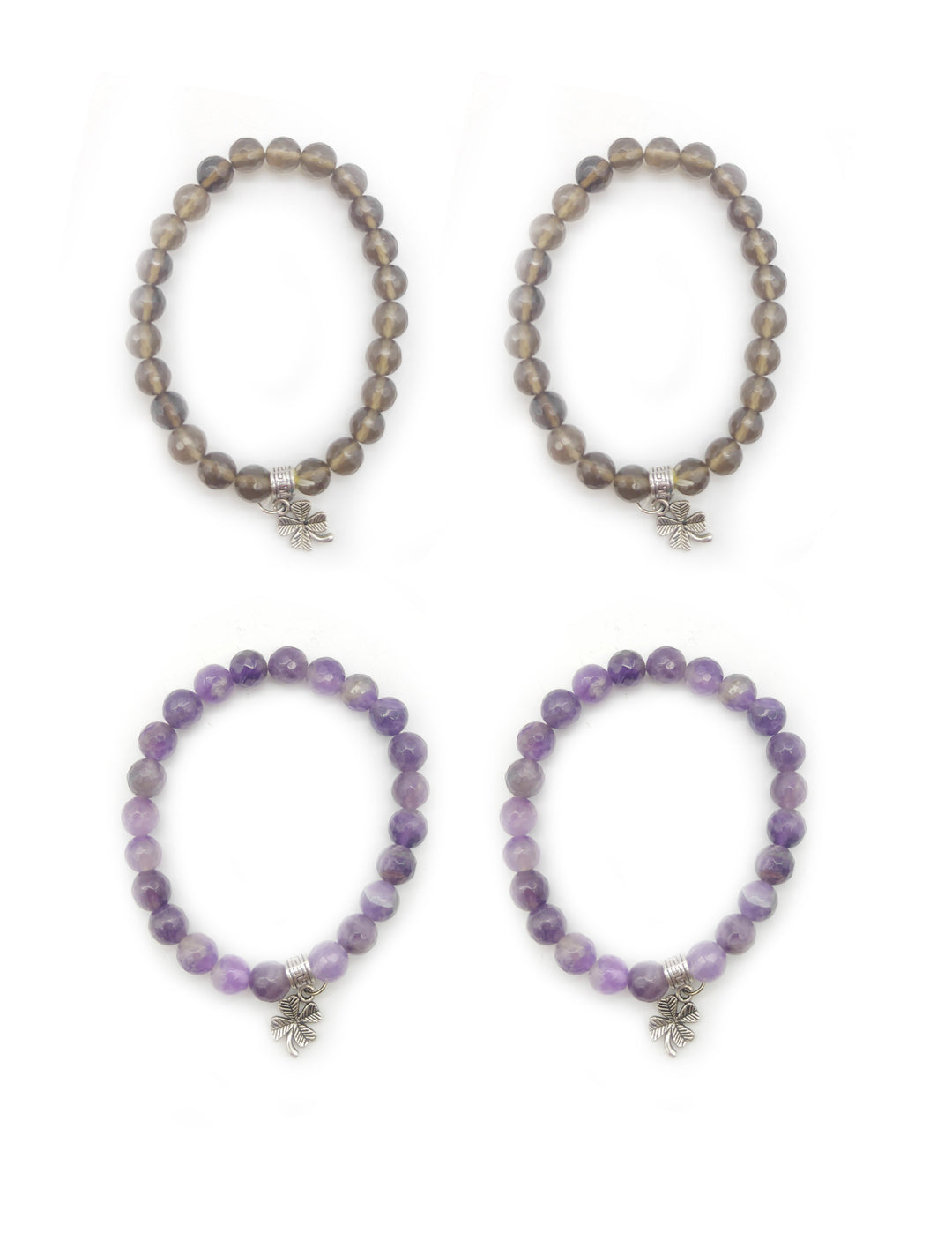 Multicolor handcrafted smoky quartz gemstone bracelet set of 4