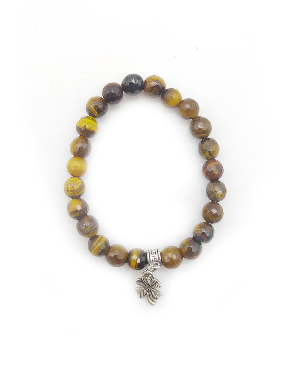 Brown handcrafted tiger eye gemstone bracelet and earring