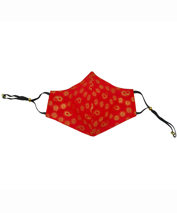 Multi colour brocade cotton 3 layer face mask set of 2