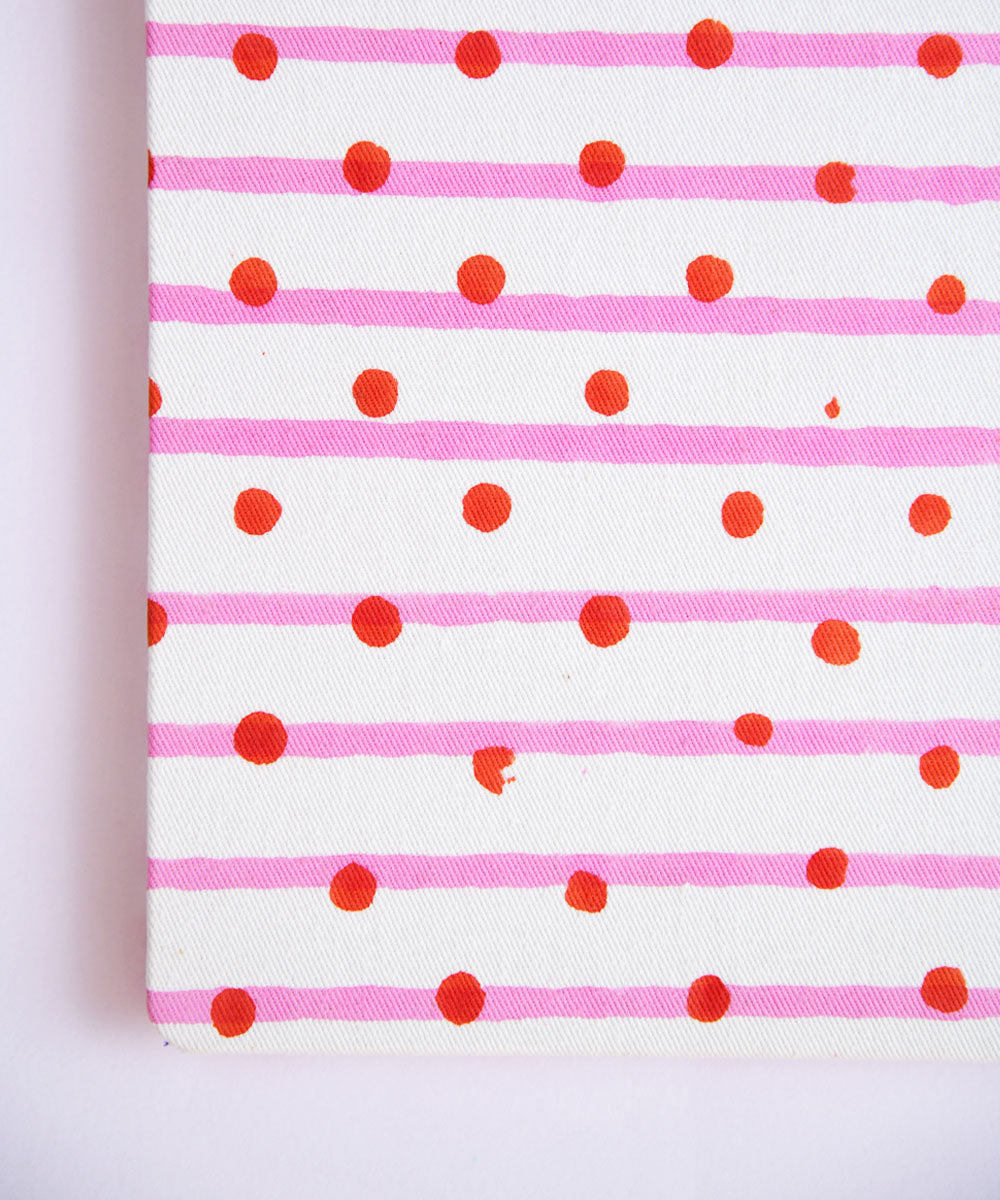 White pink hand block print diary
