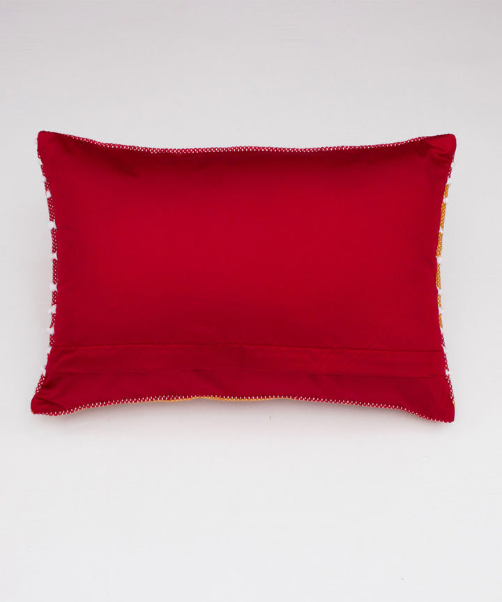 Red yellow yarn dyed handwoven cotton rectangle cushion cover