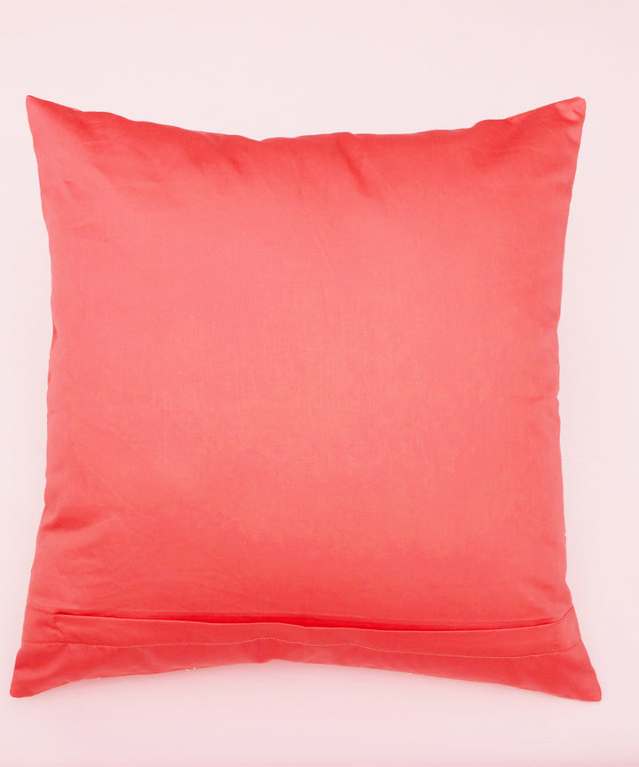 Coral orange cotton hand embroidery cushion cover