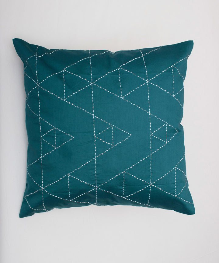 Dark emerald cotton hand embroidery cushion cover