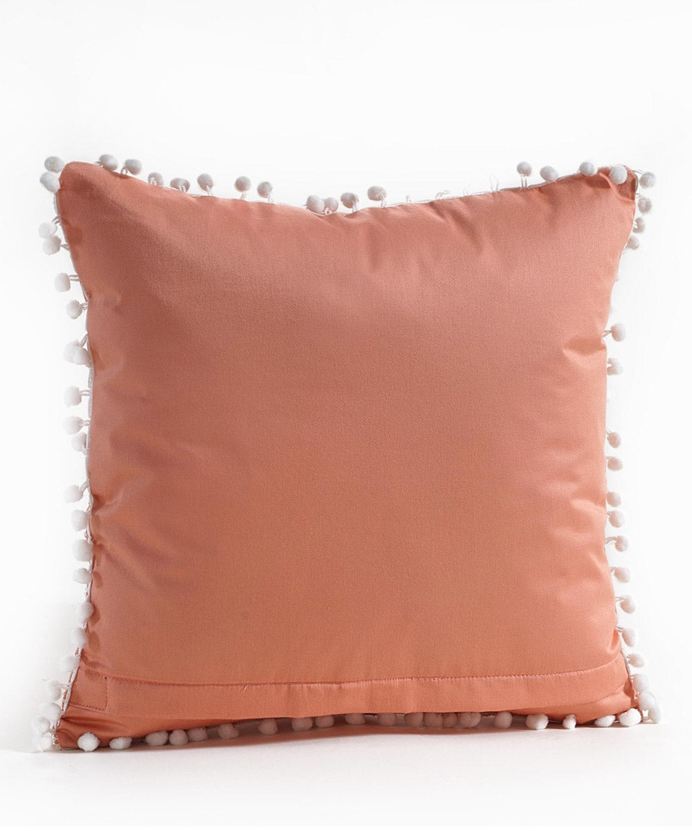 Light pink cotton hand embroidery cushion cover