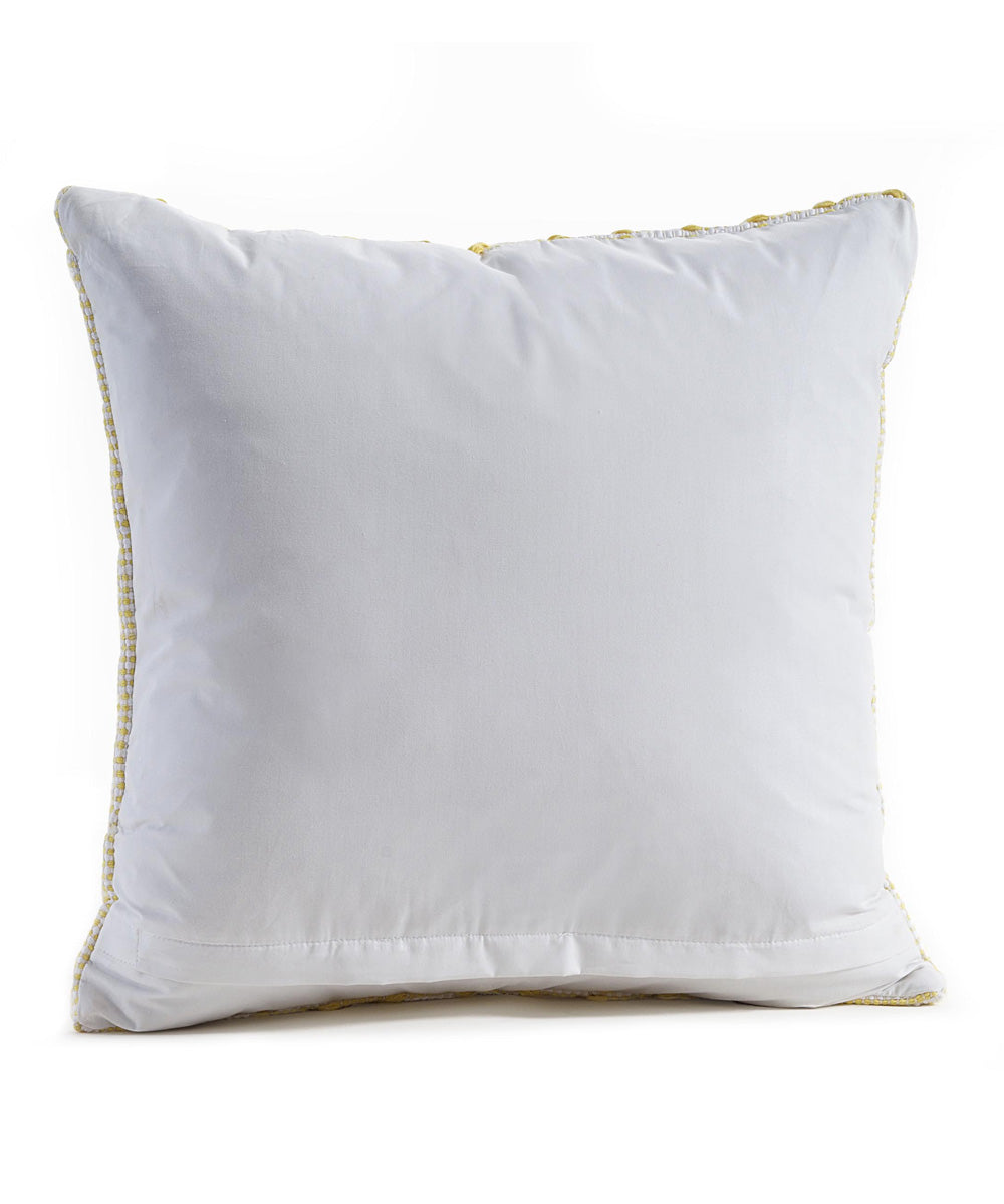 Yellow white handwoven cotton cushion cover