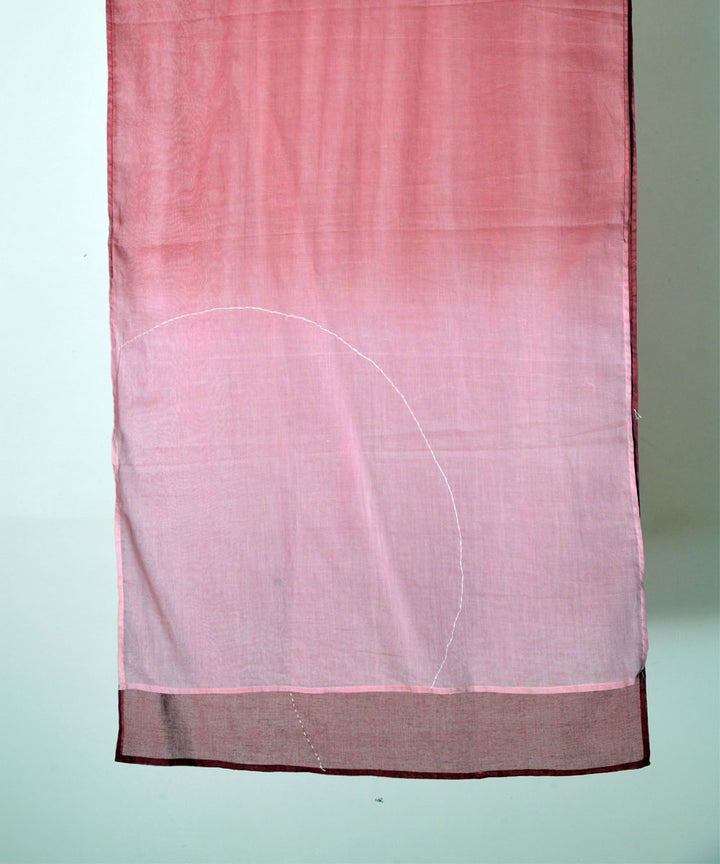 Maroon pink hand embroidery kantha stitch cotton stole