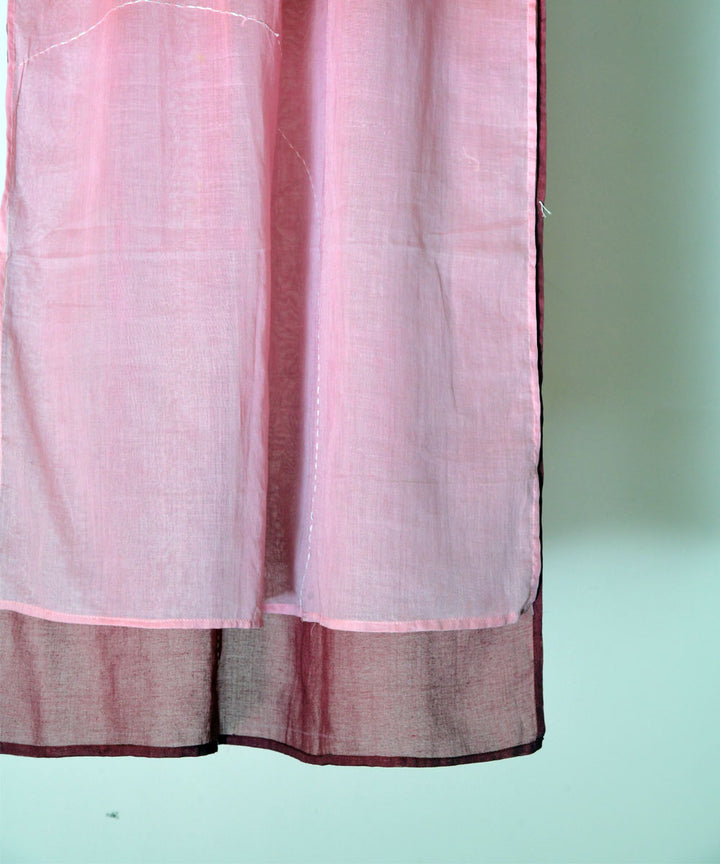 Maroon pink hand embroidery kantha stitch cotton stole
