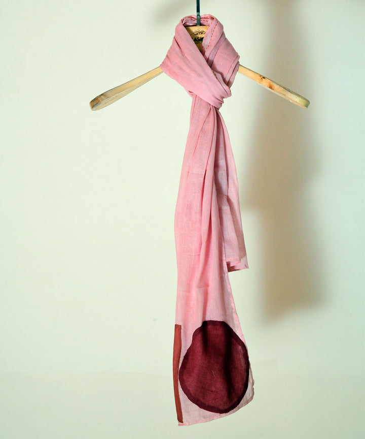 Pink hand embroidery applique cotton stole