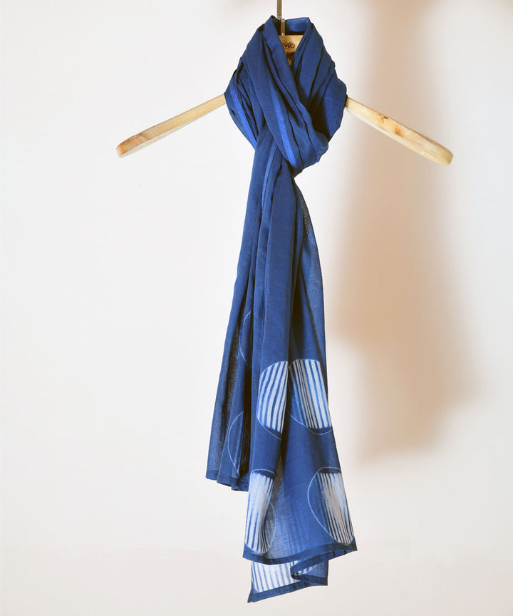Indigo hand printed shibori cotton stole