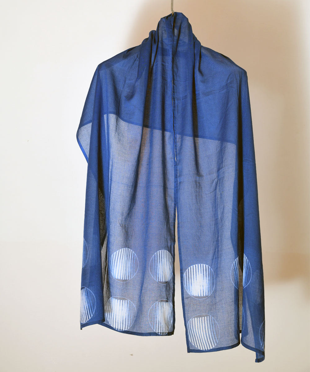 Indigo hand printed shibori cotton stole