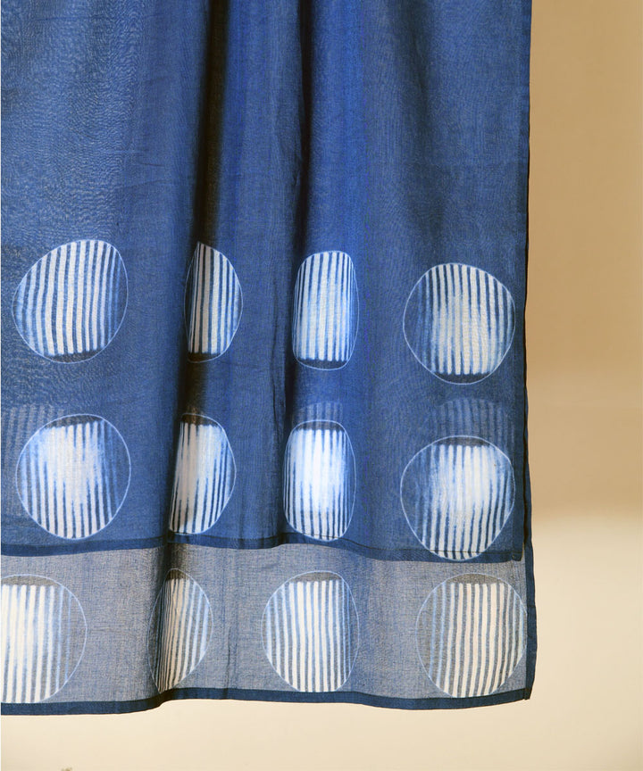 Indigo hand printed shibori cotton stole