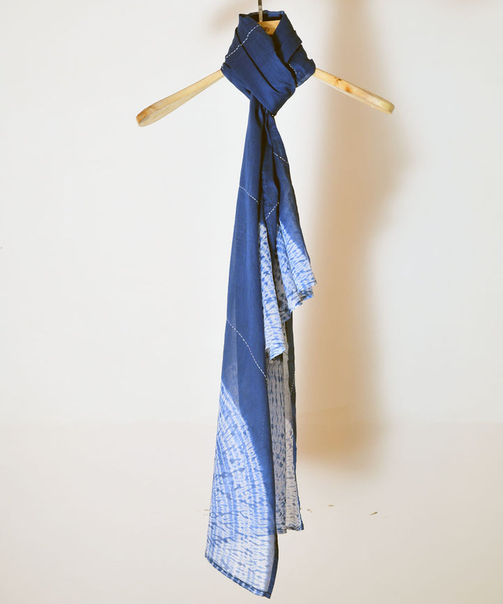 Indigo blue hand printed shibori cotton stole