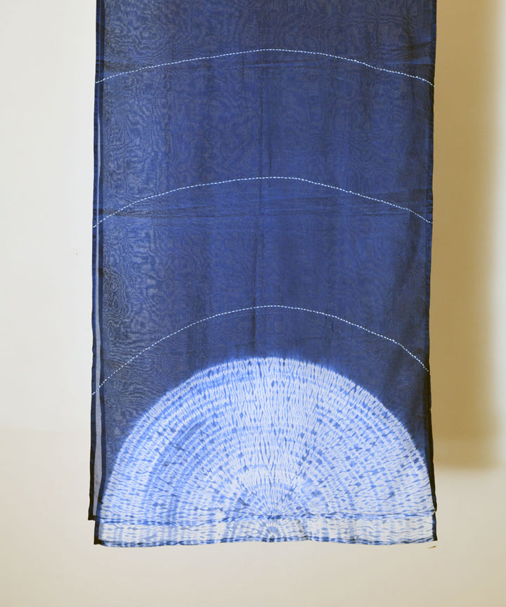 Indigo blue hand printed shibori cotton stole