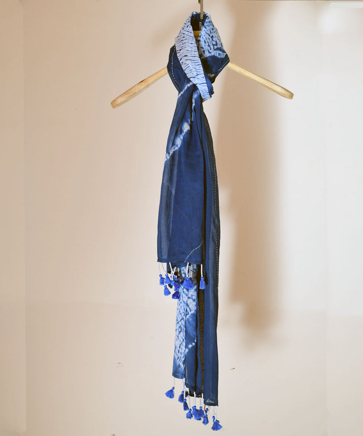 Indigo hand print shibori cotton stole