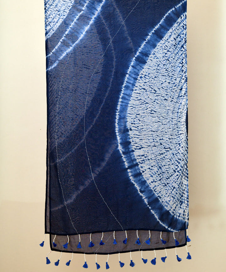 Indigo hand print shibori cotton stole