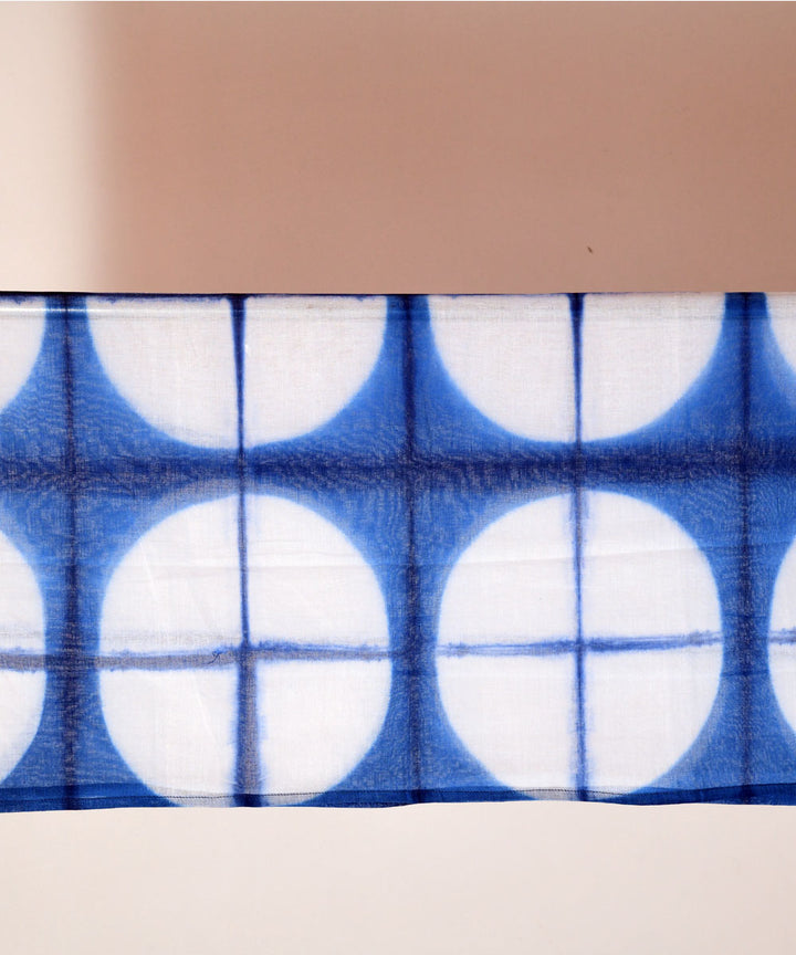 Indigo white hand printed shibori cotton scarf