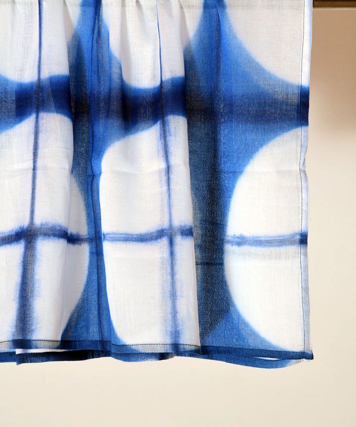 Indigo white hand printed shibori cotton scarf