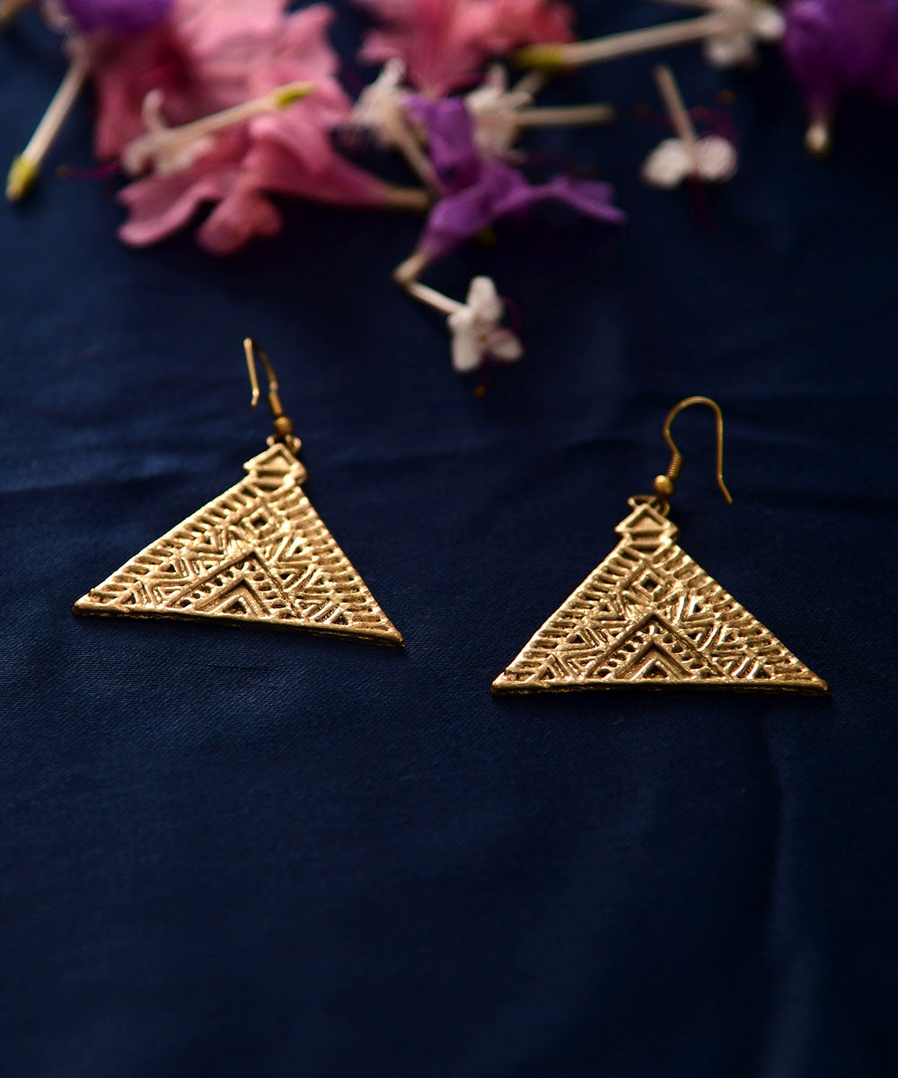 Gold handcrafted brass earring