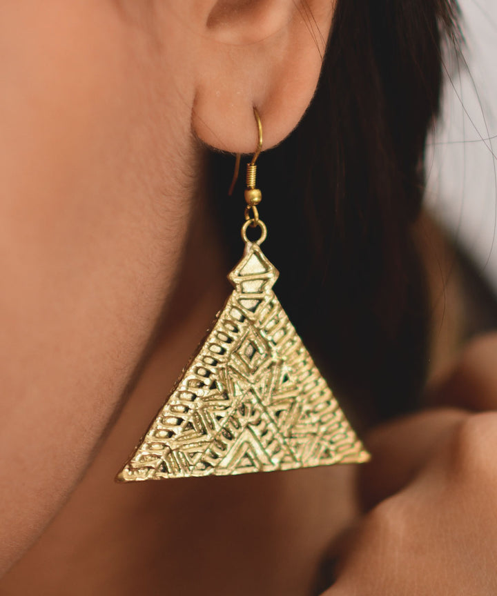 Gold handcrafted brass earring
