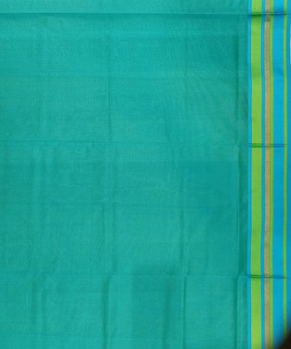Maheshwari Teal Blue Handloom Cotton Silk Saree