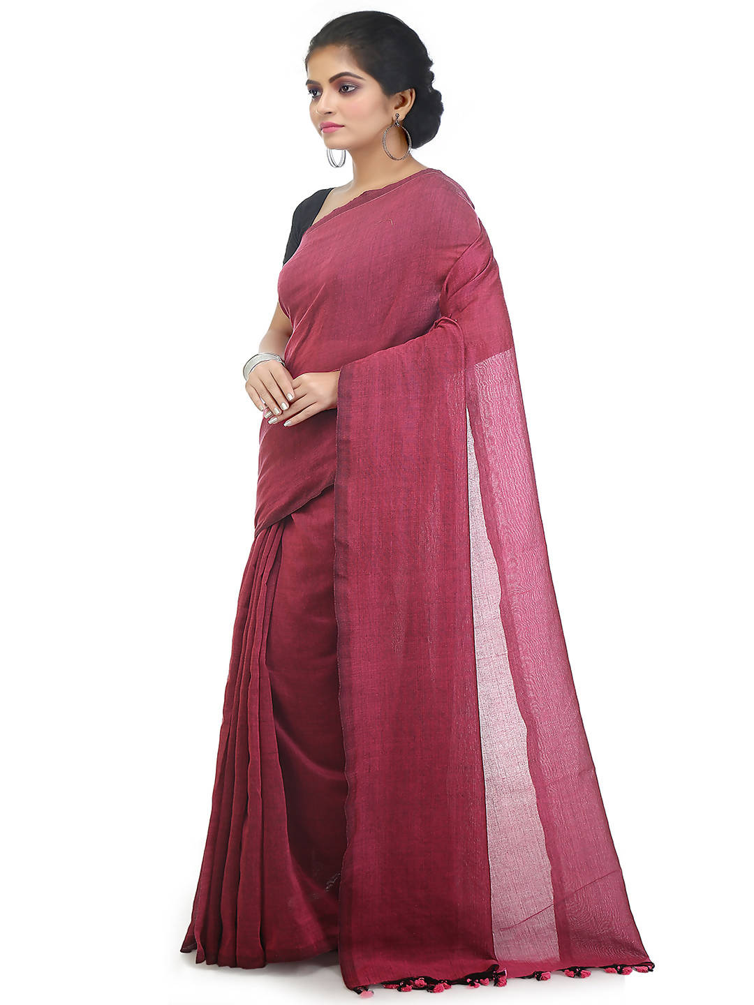 Purple bengal handloom pure cotton saree