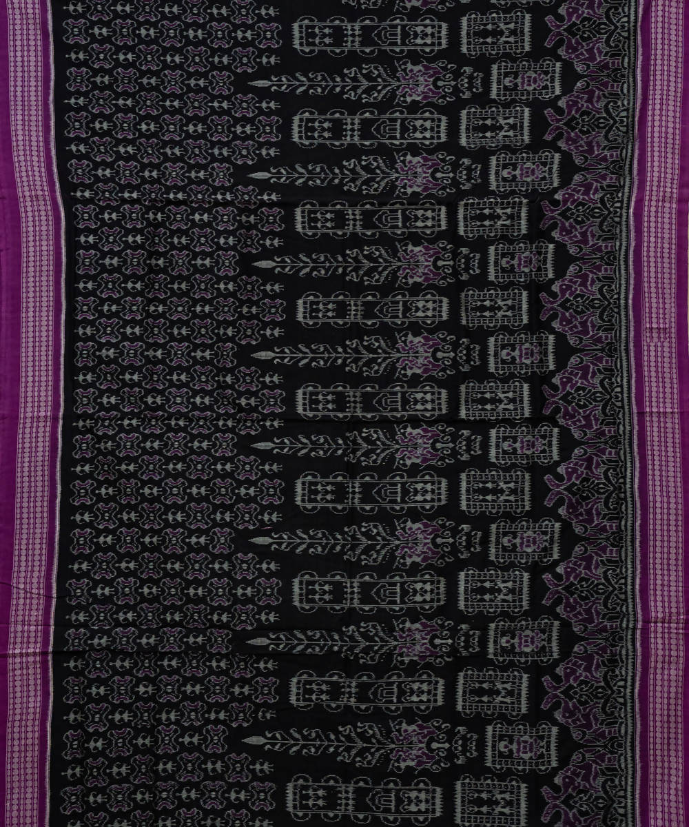 Black byzantine handloom cotton sambalpuri saree