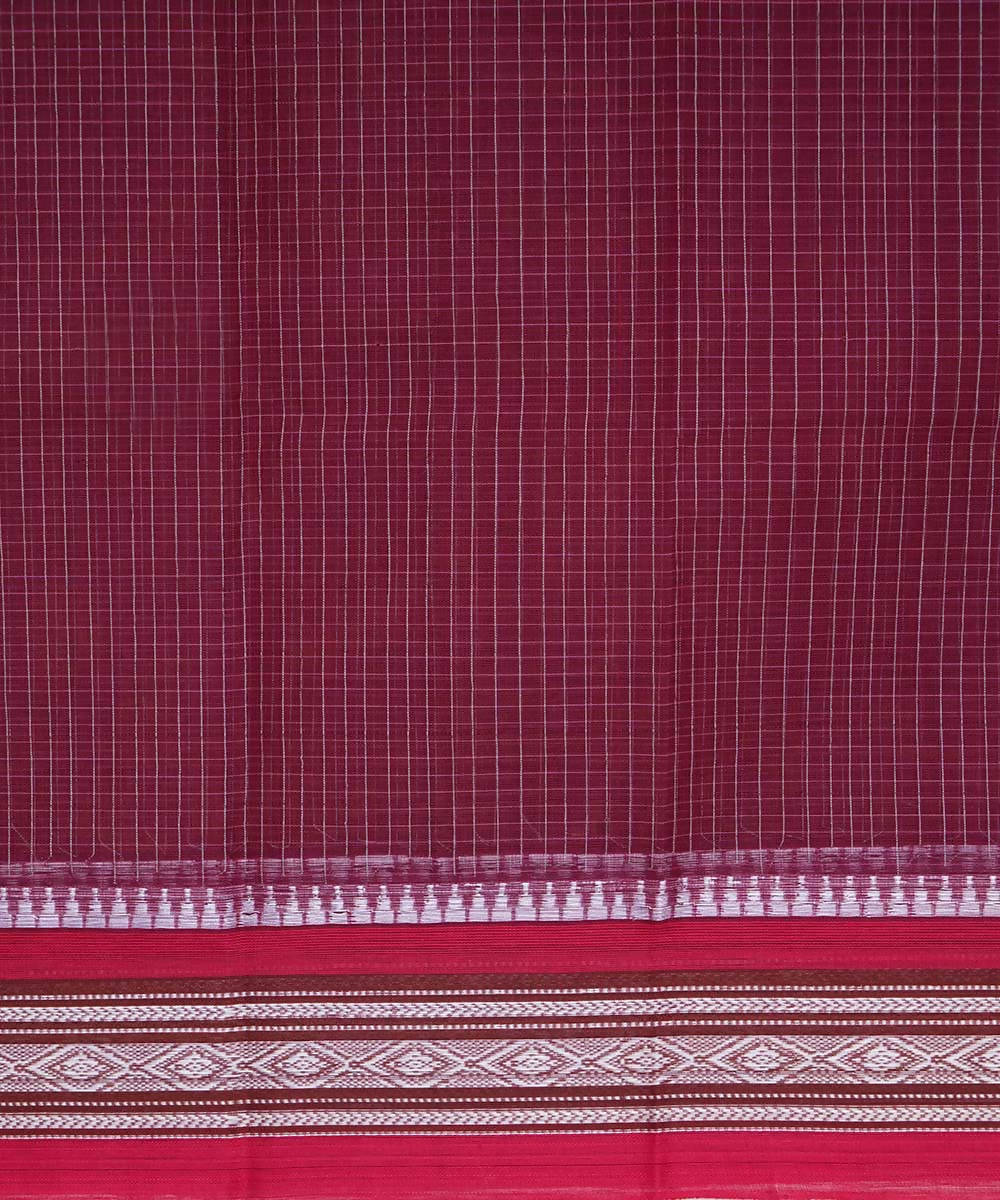Maroon handwoven cotton narayanpet saree