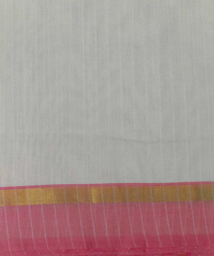 White two side border handwoven cotton venkatagiri sari