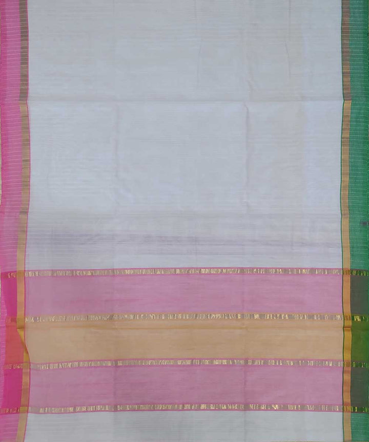 White two side border handwoven cotton venkatagiri sari