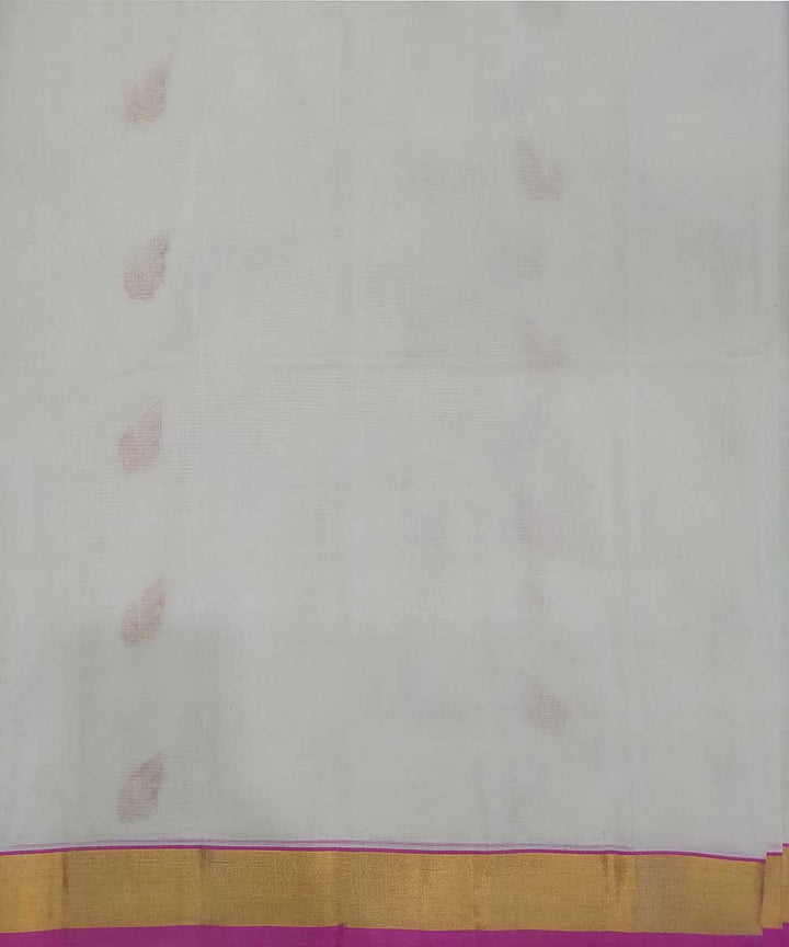 White with gold zari handwoven cotton venkatagiri sari