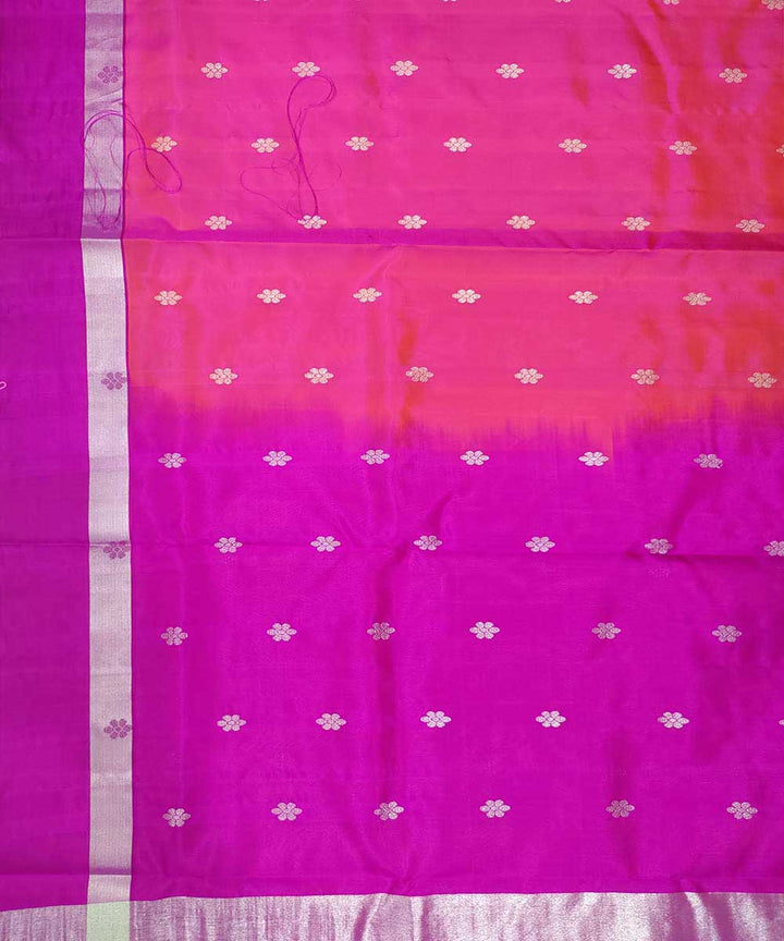 Pink purple with white zari handwoven venkatagiri silk sari