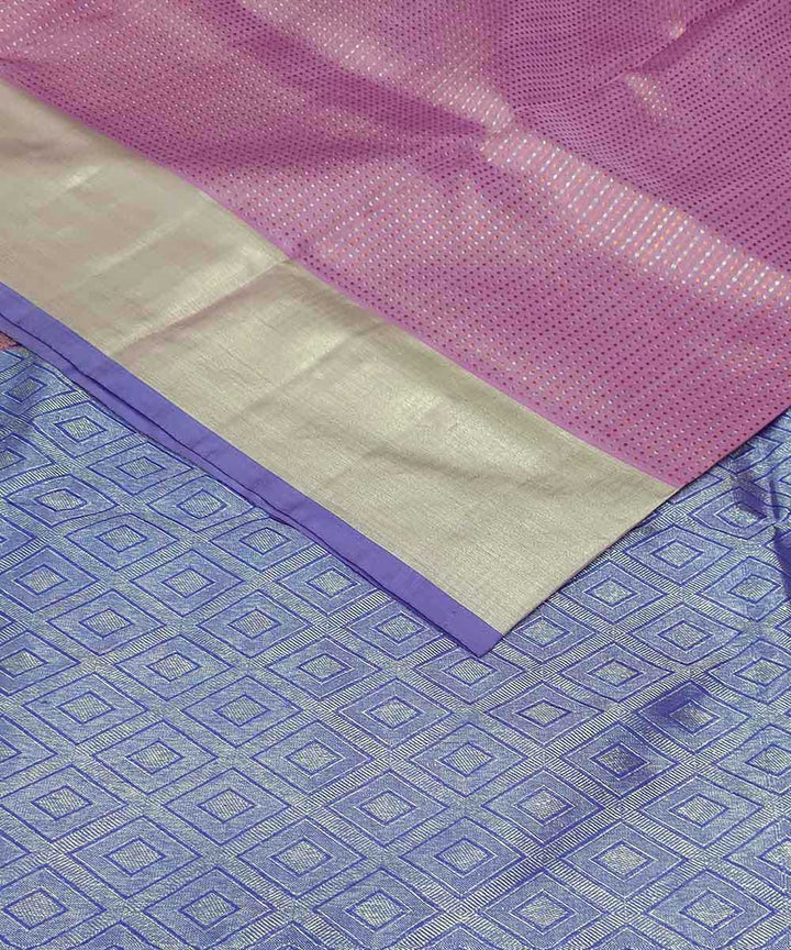 Light pink blue handwoven venkatagiri silk sari