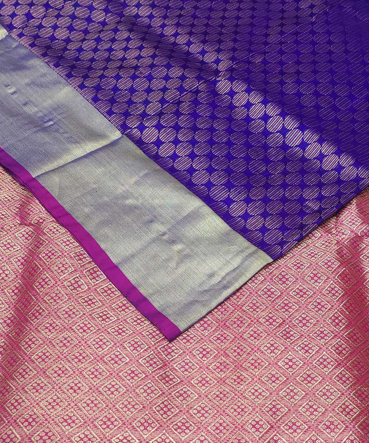 Lavender pink handwoven venkatagiri silk sari