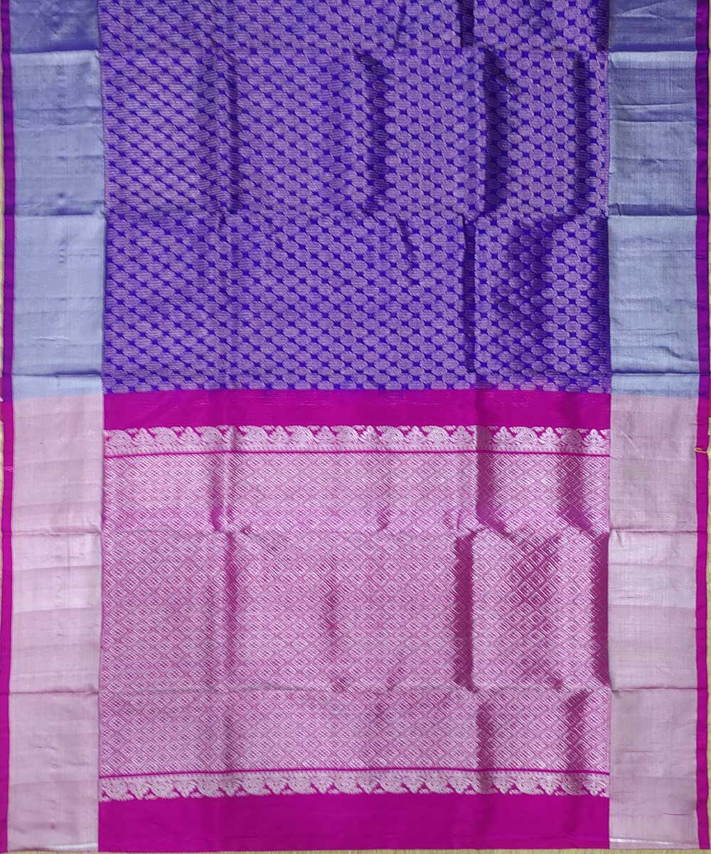 Lavender pink handwoven venkatagiri silk sari