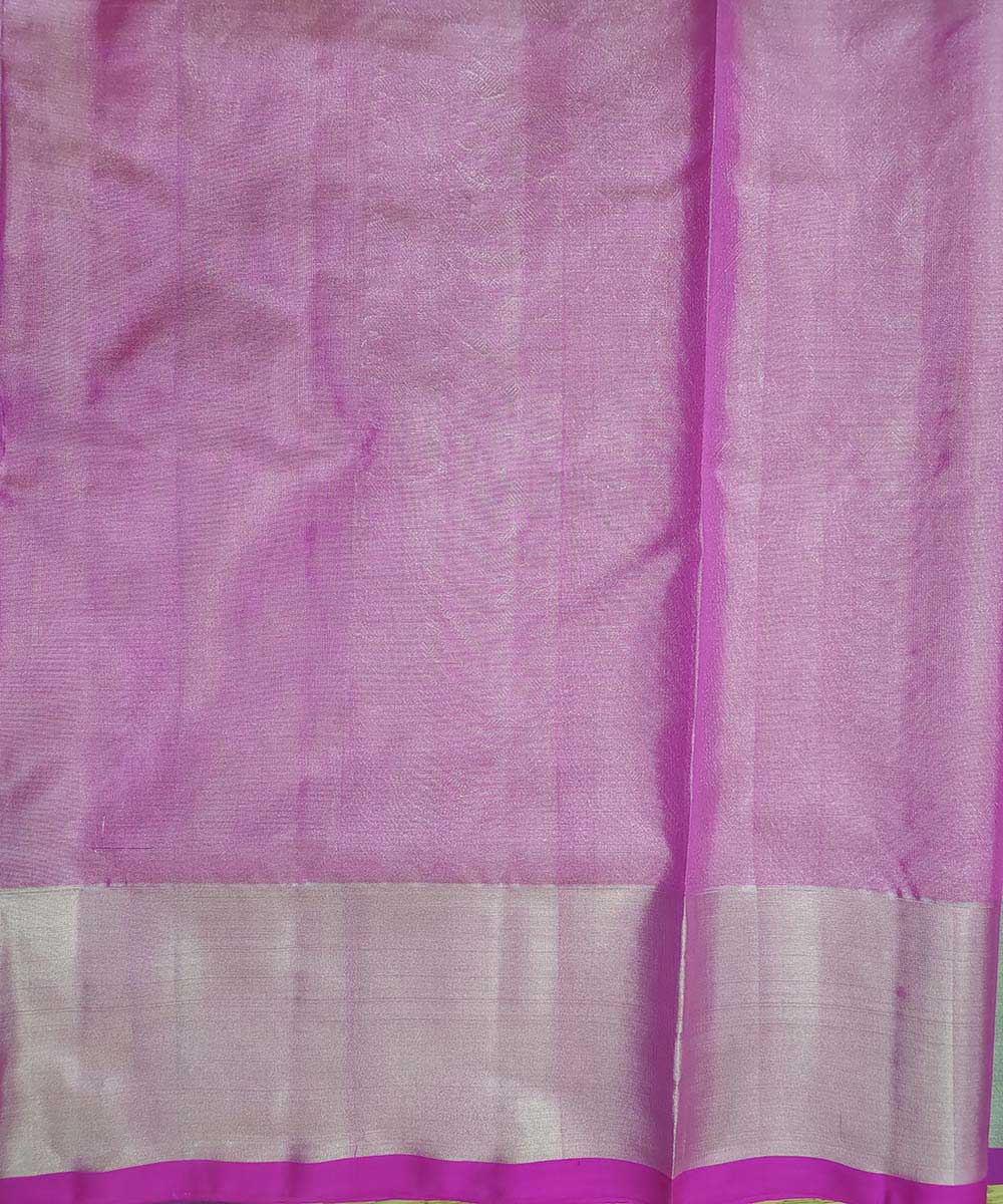 Grey pink handwoven venkatagiri silk sari