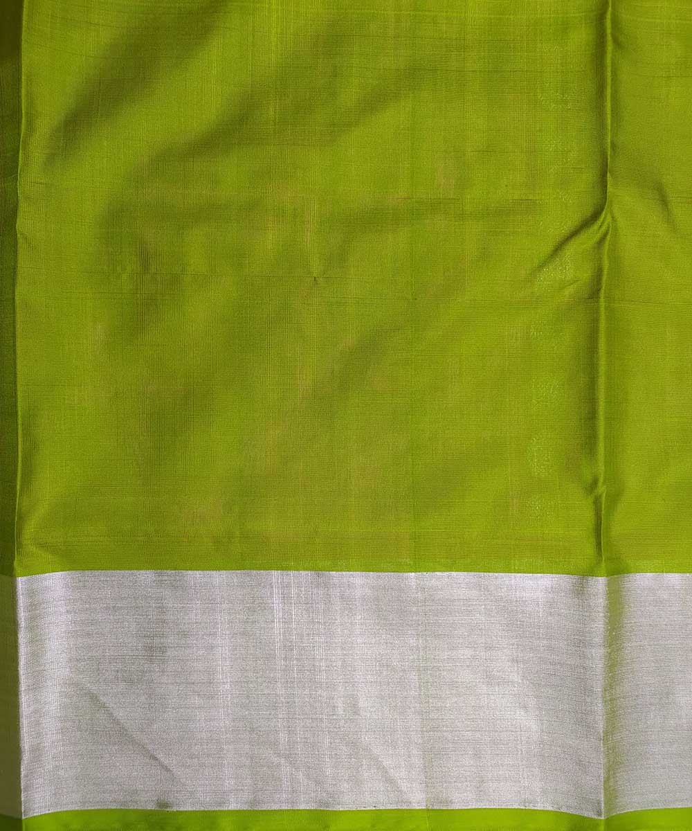 Pink green handwoven venkatagiri silk sari