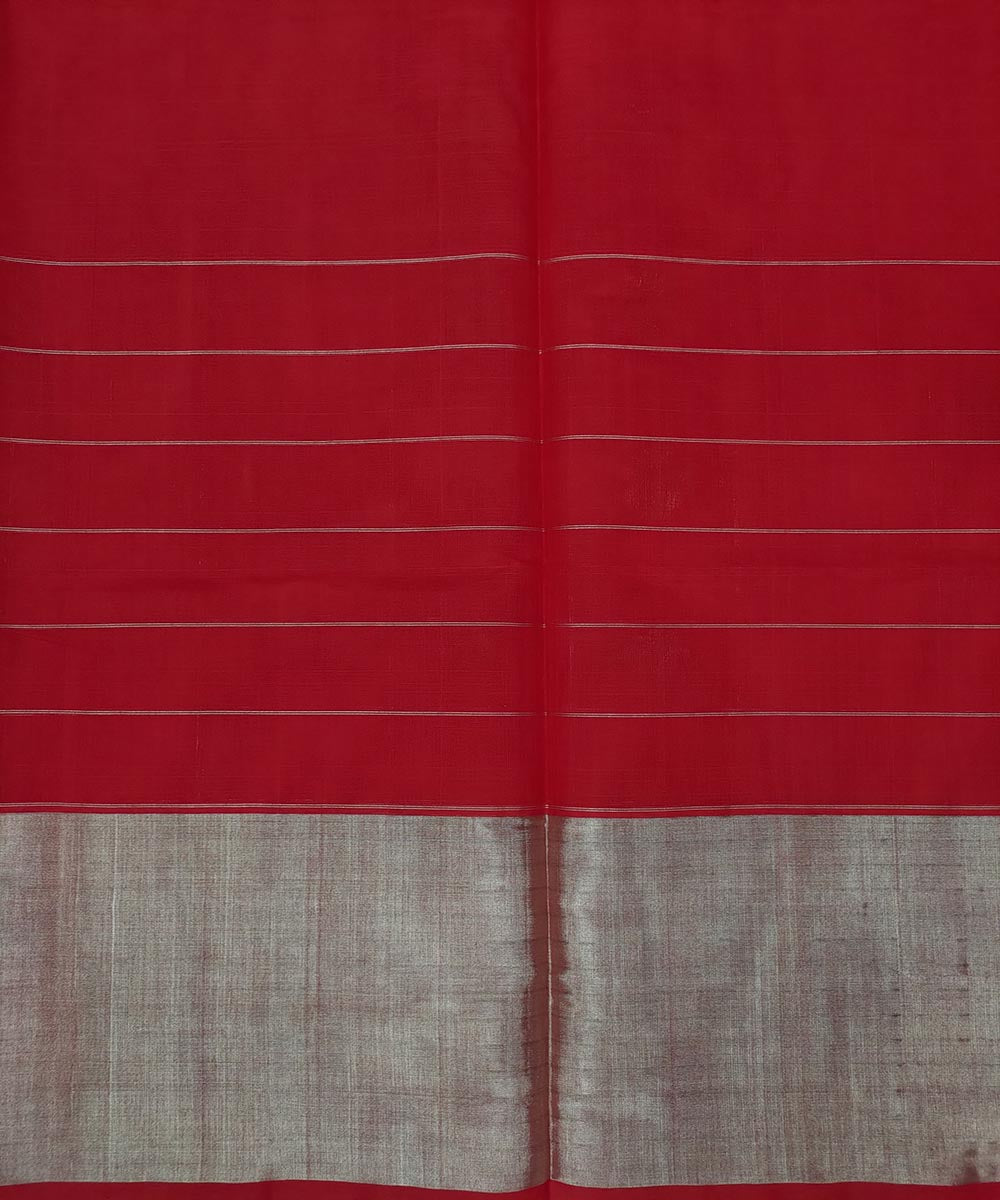 Red silver zari handwoven cotton venkatagiri saree