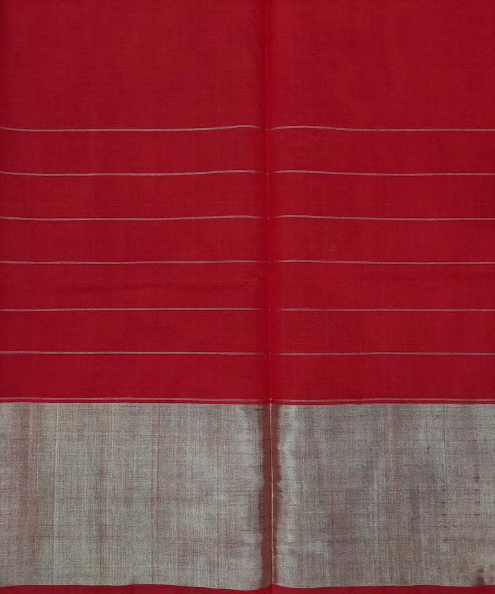 Red silver zari handwoven cotton venkatagiri saree